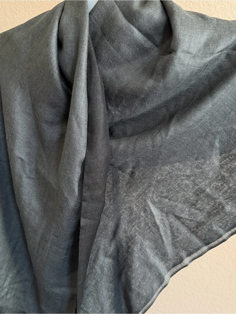 Eileen Fisher 50% Silk 50% Cashmere Reversible Gray Black Wrap Scarf Shawl